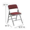 Flash Furniture HERCULES Series Curved Triple Braced & Double Hinged Burgundy Patterned Fabric Metal Folding Chair