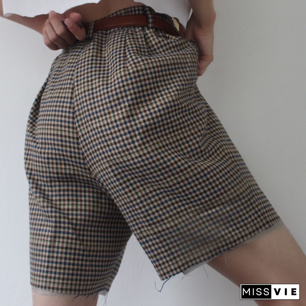 Summer Brown Plaid Shorts