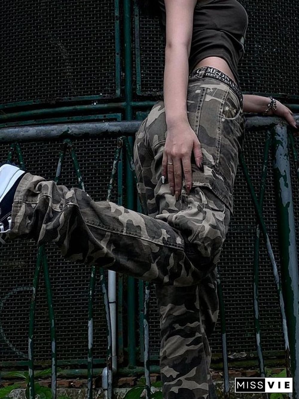 Vintage Green Camo Cargo Jeans