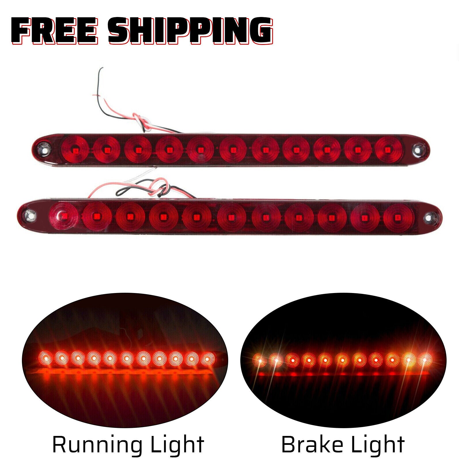 ECOTRIC 2pcs Red 11 LED Stop Brake Turn Tail 15