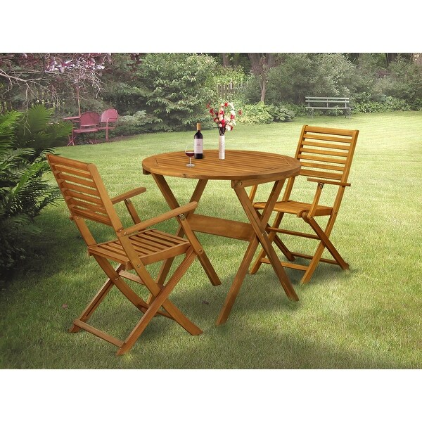 3-Piece Outdoor Dining Table Set - Bistro Table and 2 Folding Dining Chairs Perfect for Garden， Terrace， Bistro， and Porch -  - 35292526