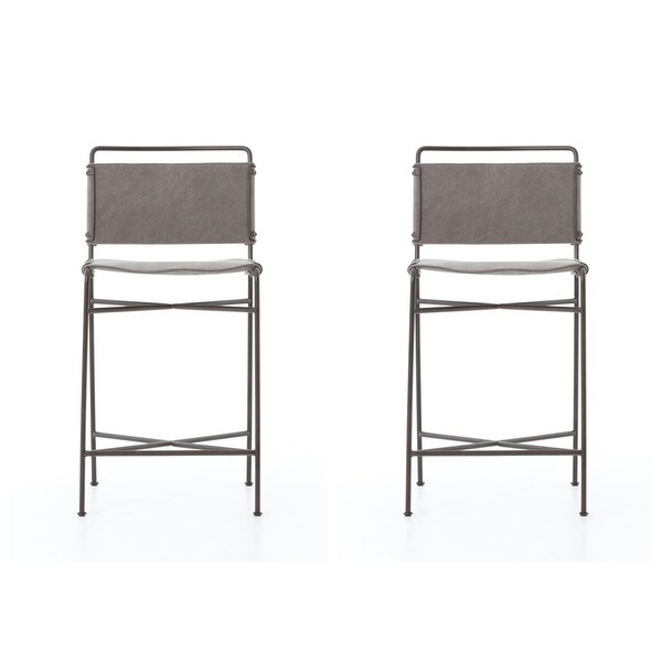 Wharton Counter Stool (Grey， Set of 2)