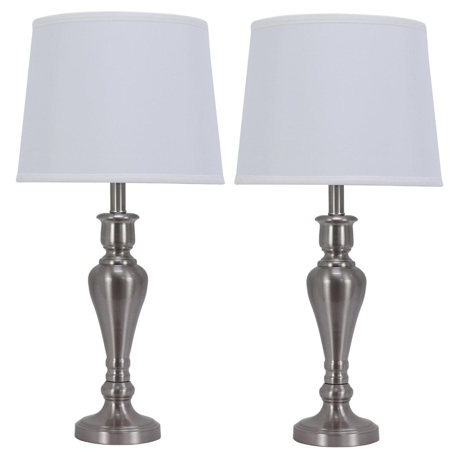 Decor Therapy Marie Brushed Nickel Metal Touch Table Lamps， Set of 2