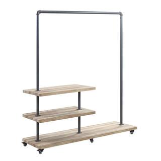 ZIRUWU Oak and Sandy Gray Brantley Hanger Rack ZQP-CR23A