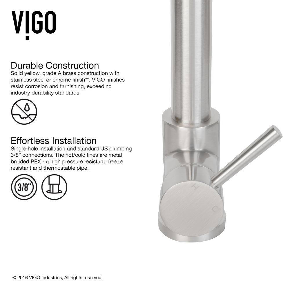 VIGO Zurich Single Handle Pull-Down Sprayer Kitchen Faucet in Stainless Steel VG02007ST