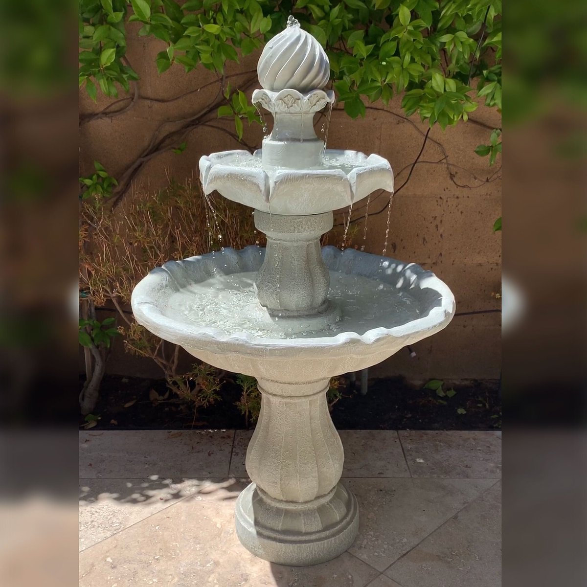 Sunnydaze Decor 2-Tier Solar Outdoor Water Fountain