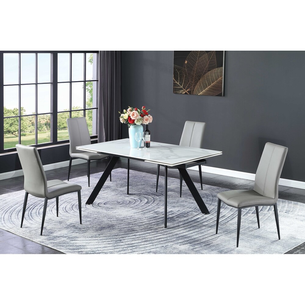 Somette Extendable Dining Table with Steel Four legged Base