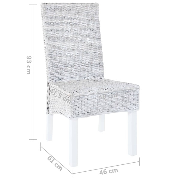 vidaXL Dining Chairs 2 pcs Light Brown Kubu Rattan and Mango Wood