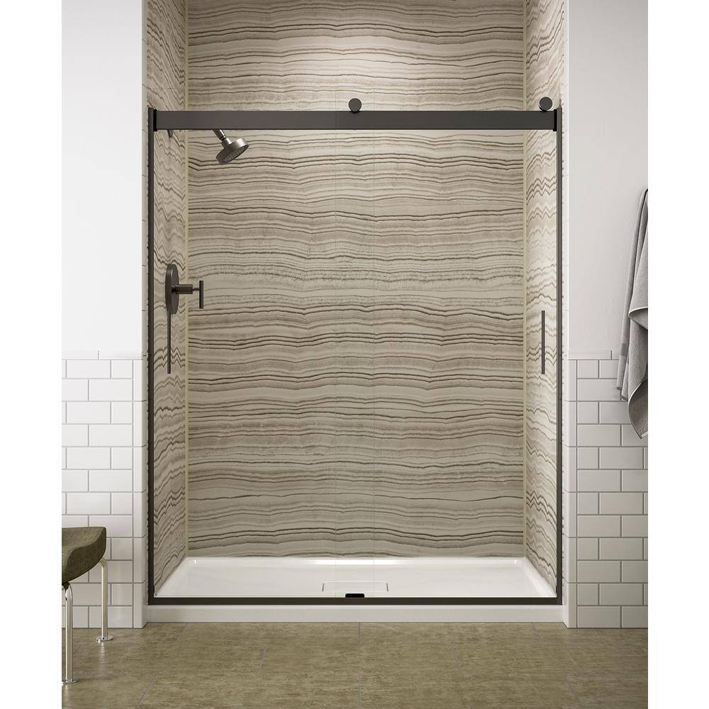 KOHLER Levity 59.625 in. W x 74 in. H Frameless Sliding Shower Door in Anodized Dark Bronze K-706009-L-ABZ