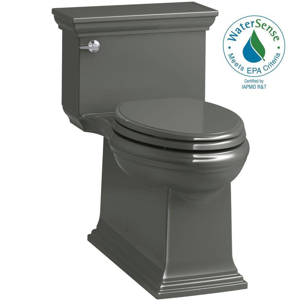 KOHLER Memoirs Stately 1-Piece 1.28 GPF Single Flush Elongated Toilet in Thunder Grey (Seat Included) K-6428-58