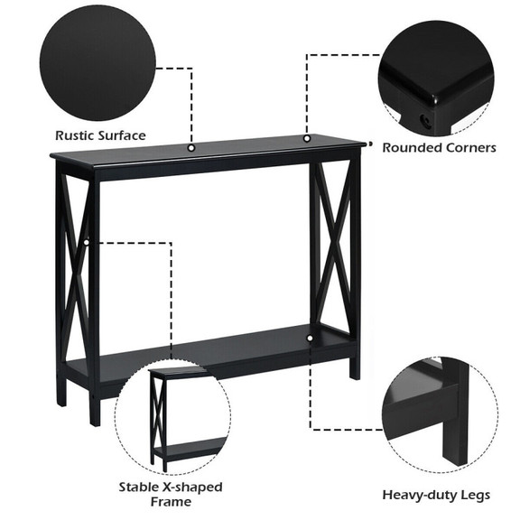 Costway 10792846 2 Tier Console X Design Sofa Side...