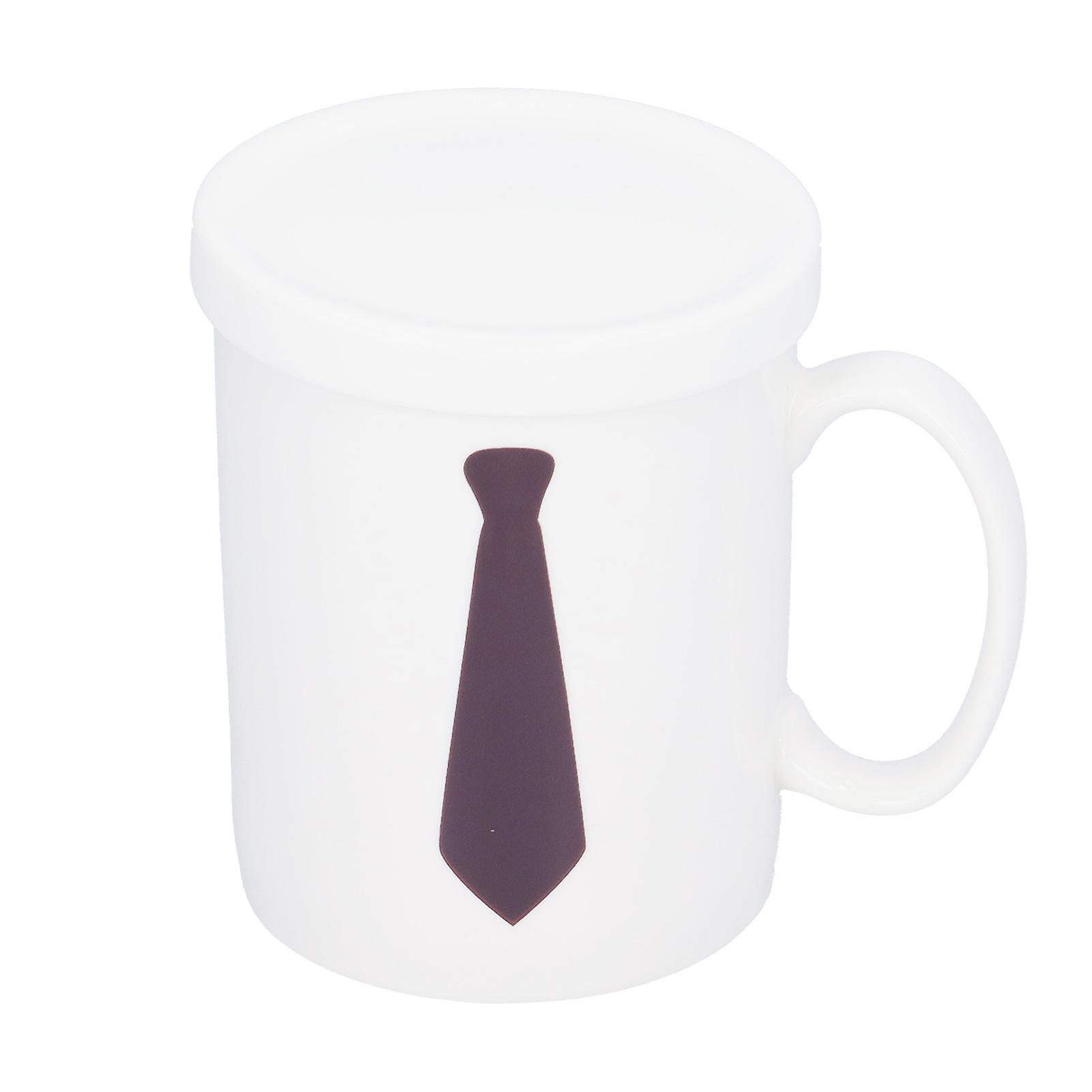 Necktie Pattern Color Changing Cup Thermo‑Sensitive Coffee Mug with Cover for Home Office