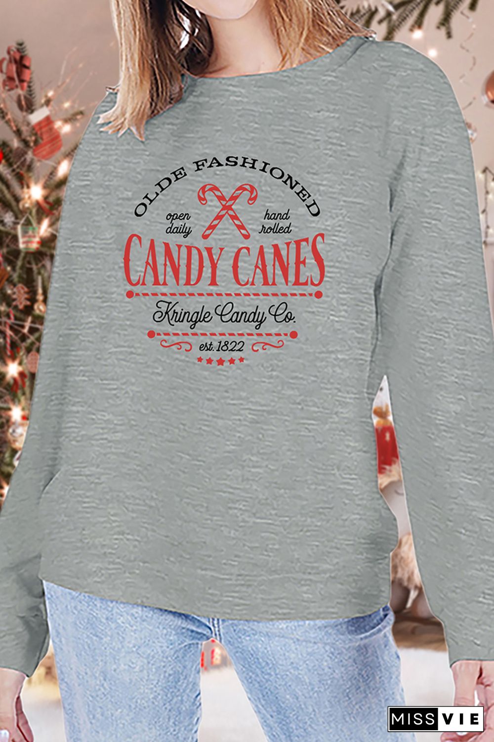 Old Fashioned Candy Canes Sweatshirt Wholesale