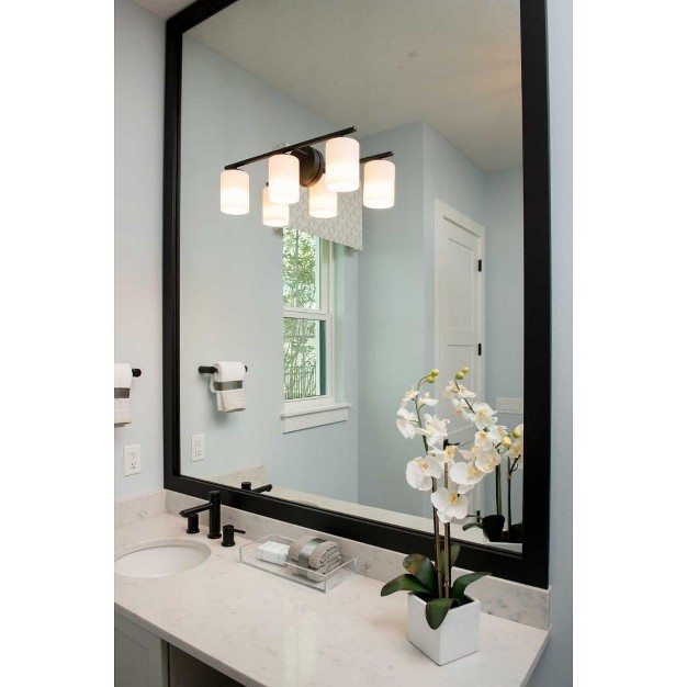 Progress Lighting Replay Collection 3 light Bath Vanity In Textured Black Porcelain Material Up down Mounting Shade Included