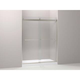 KOHLER Levity 59.625 in. W x 74 in. H Frameless Sliding Shower Door in Matte Nickel with Towel Bar K-706015-L-MX