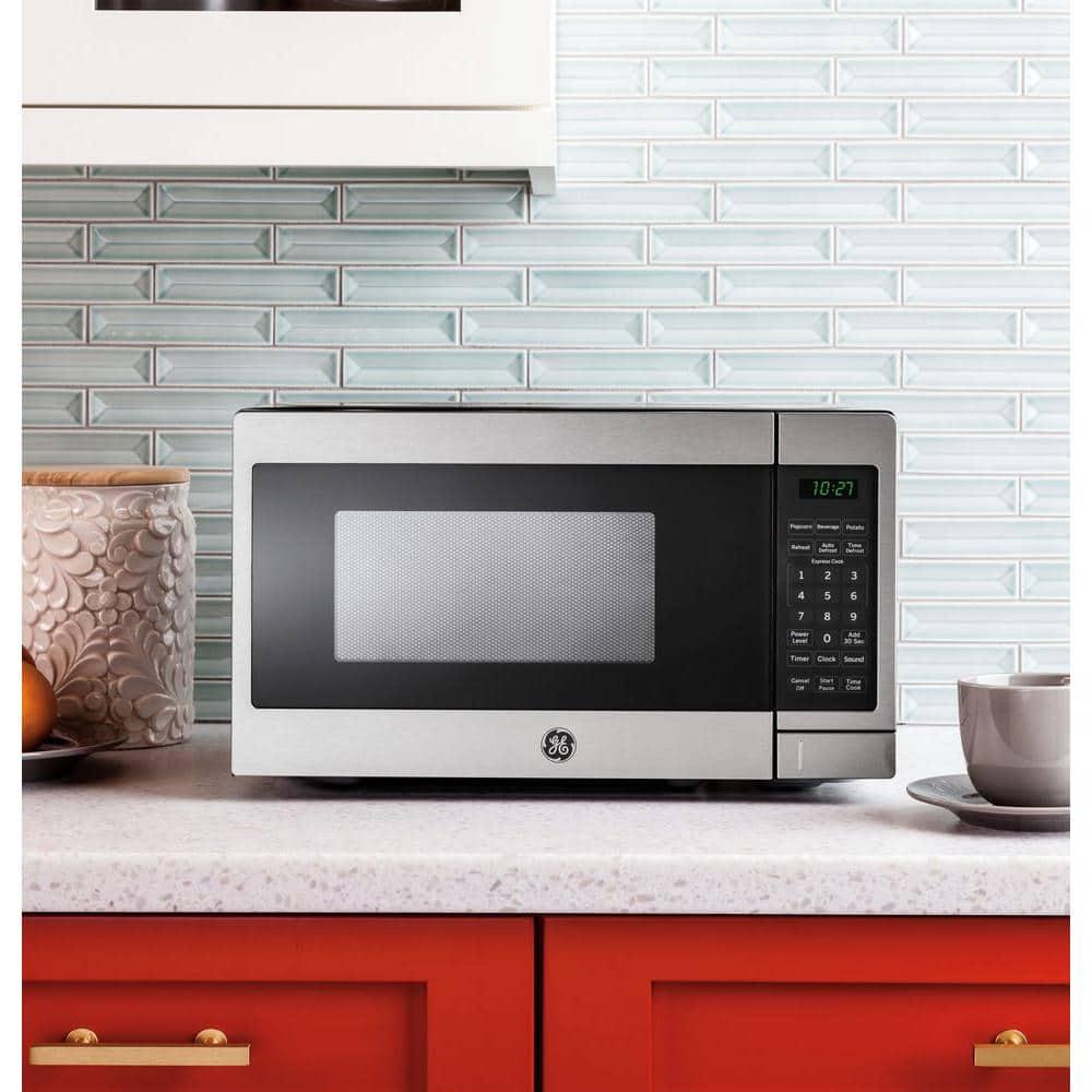 GE 07 cu ft Small Countertop Microwave in Stainless Steel