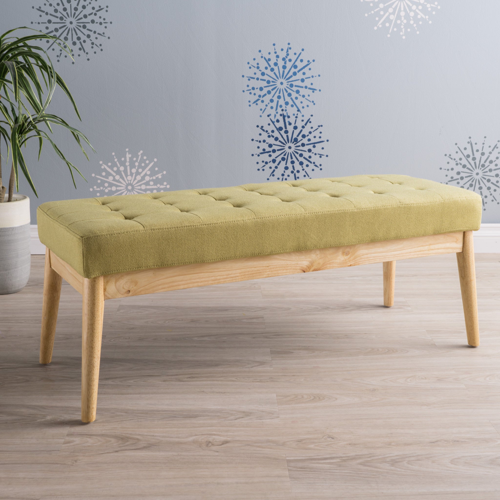 Anglo Modern Mid-Century Fabric Bench