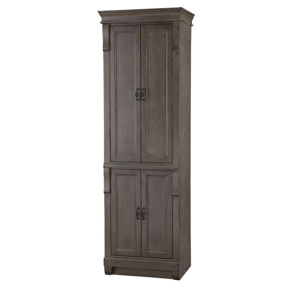 Home Decorators Collection Naples 24 in. W x 74 in. H x 17 in. D Bathroom Linen Cabinet in Distressed Grey NADGL2474