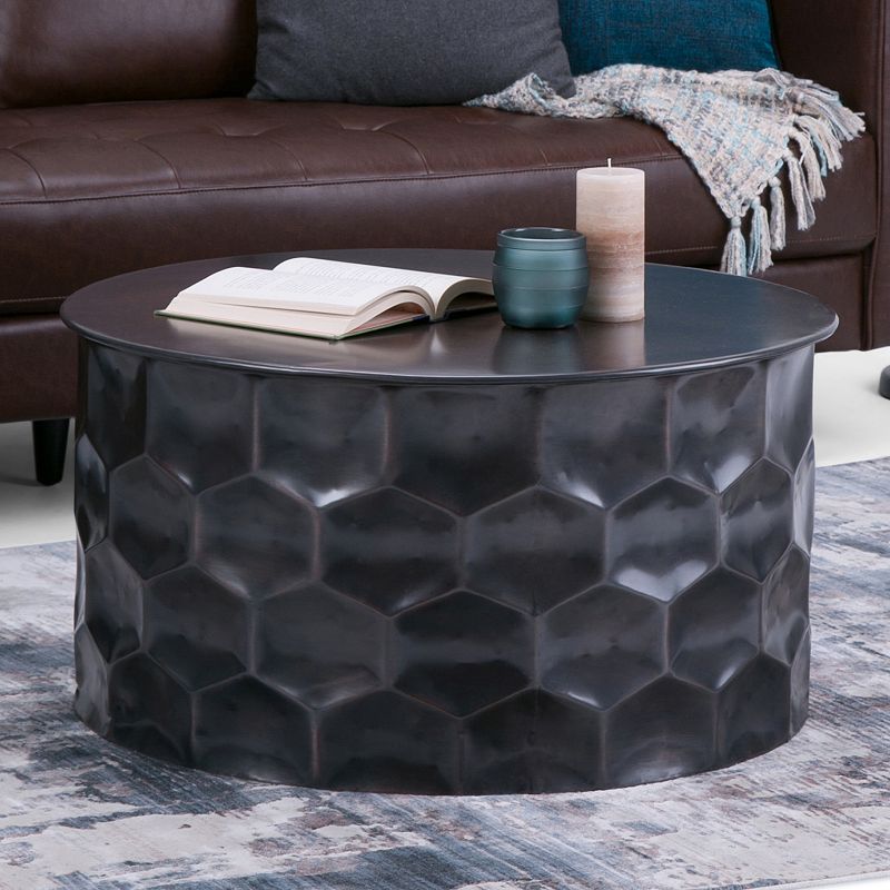 Simpli Home Whitney Metal Storage Coffee Table