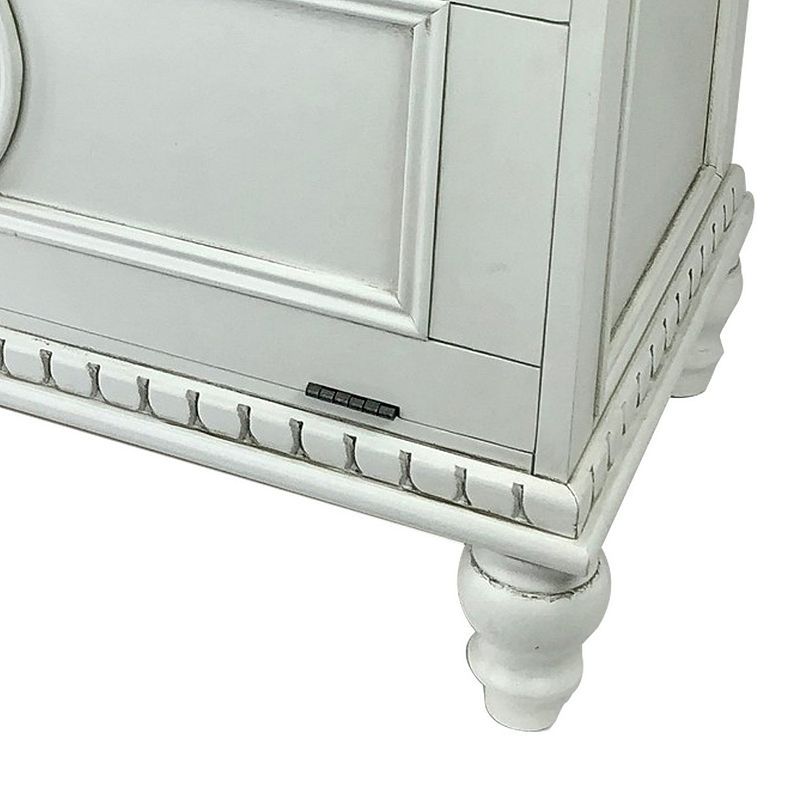 Accent Chest with Drop Down Storage and Carved Details， White