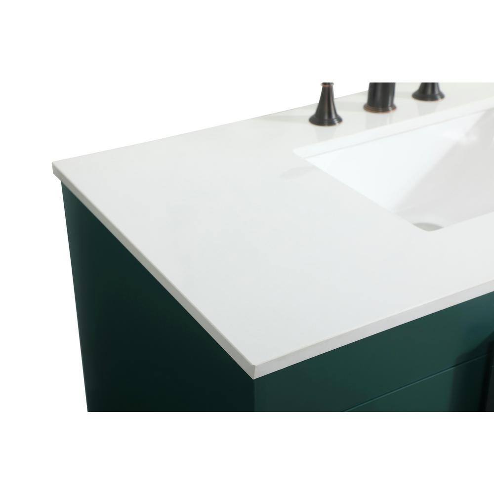 Timeless Home 22 in. W x 42 in. D x 33.5 in. H Bath Vanity in Green with Ivory White Quartz Top TH97684MGN