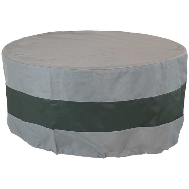 Sunnydaze Outdoor Heavy duty Weather resistant 300d Polyester Round 2 tone Fire Pit Cover Gray And Green