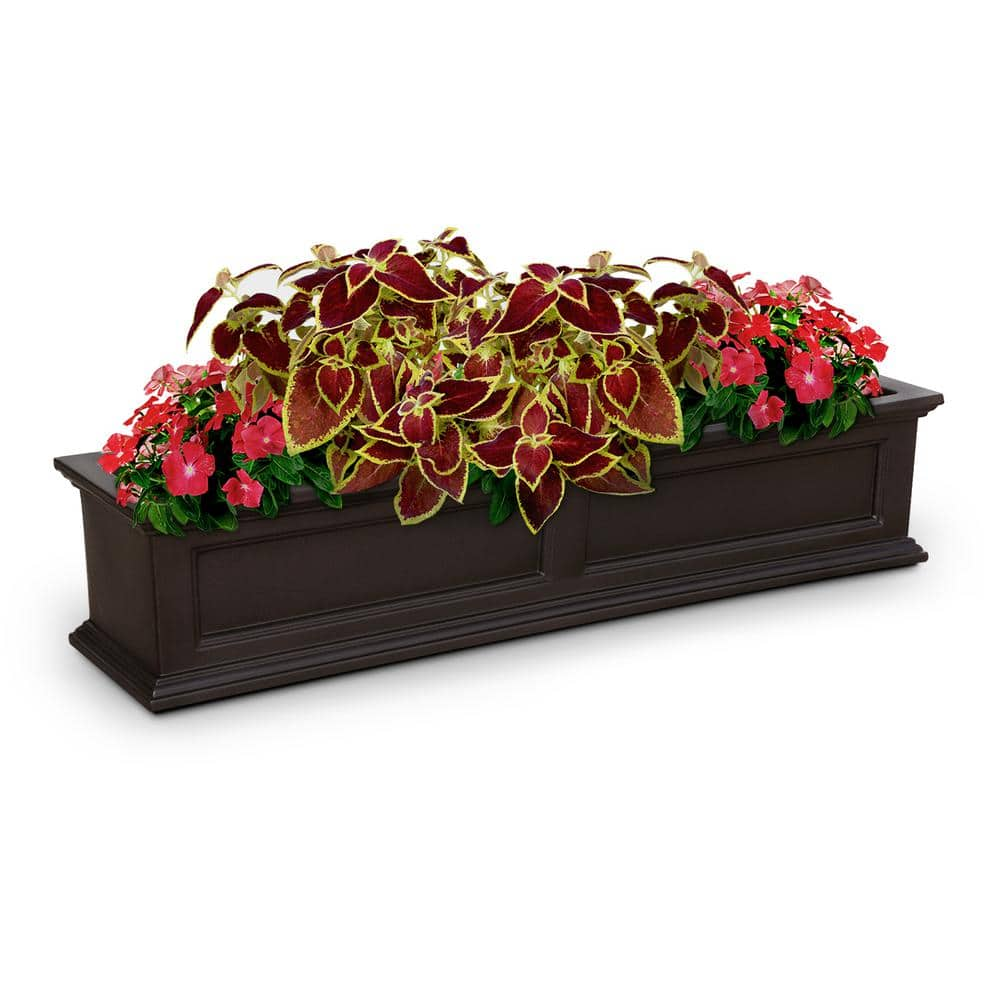 Mayne Fairfield 60 in. x 11 in. Self-Watering Espresso Polyethylene Window Box 5824-ES