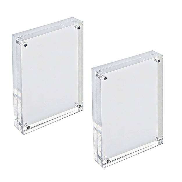 Azar Displays Clear Acrylic Magnetic Photo Block Frame Set With Two 5x7 Size Frames