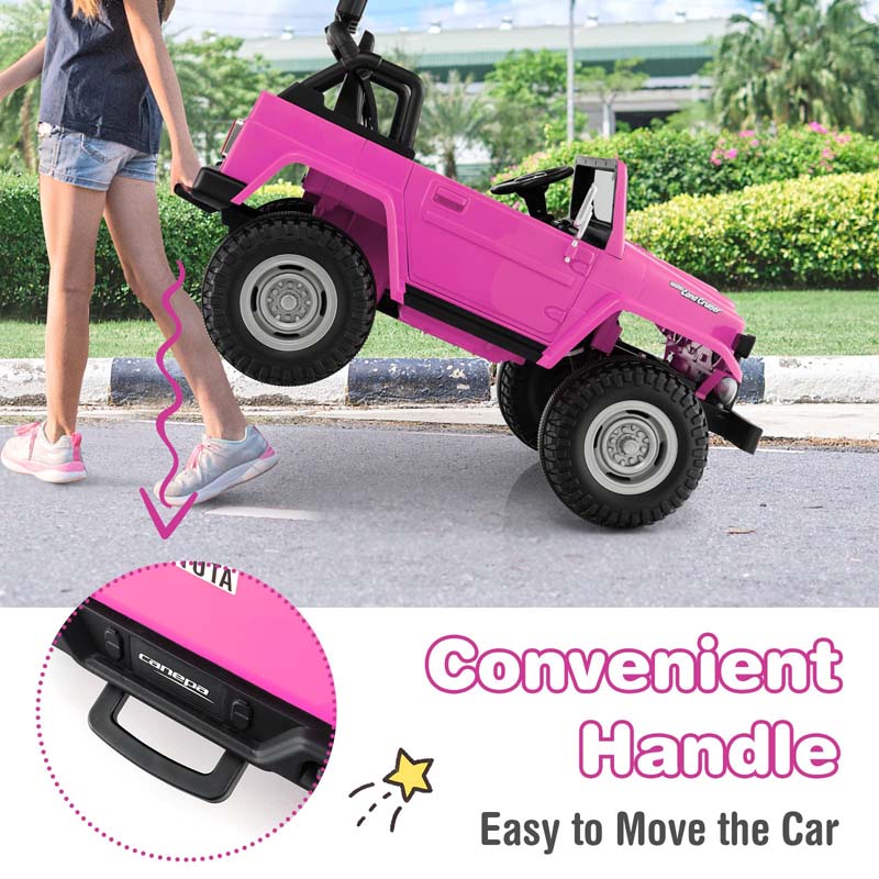 Licensed Toyota FJ40 2-Seater Kids Ride On Truck 12V Battery Powered Electric Riding Toy Car with Laser Lights