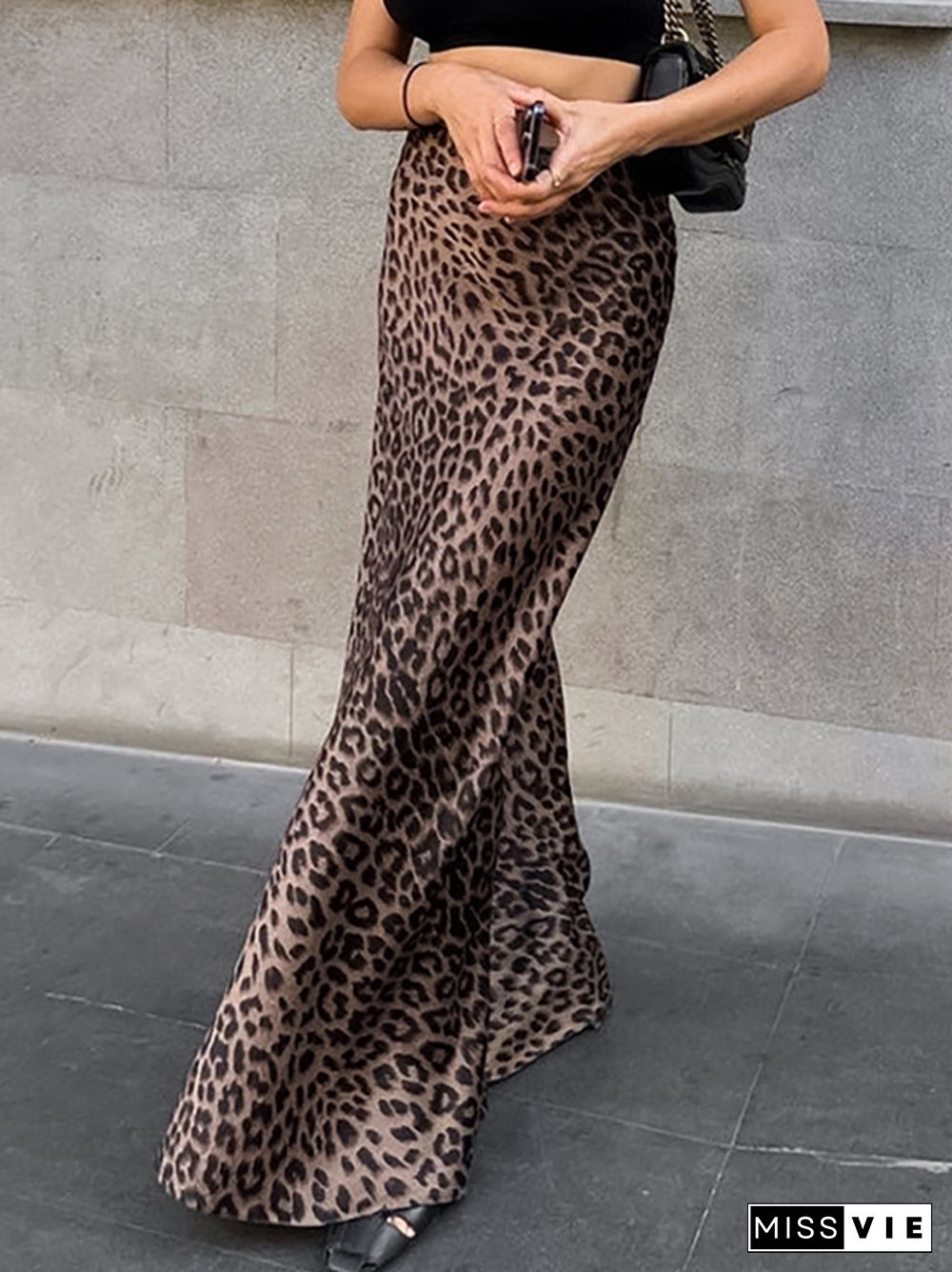 Leopard Print Mermaid Maxi Skirt