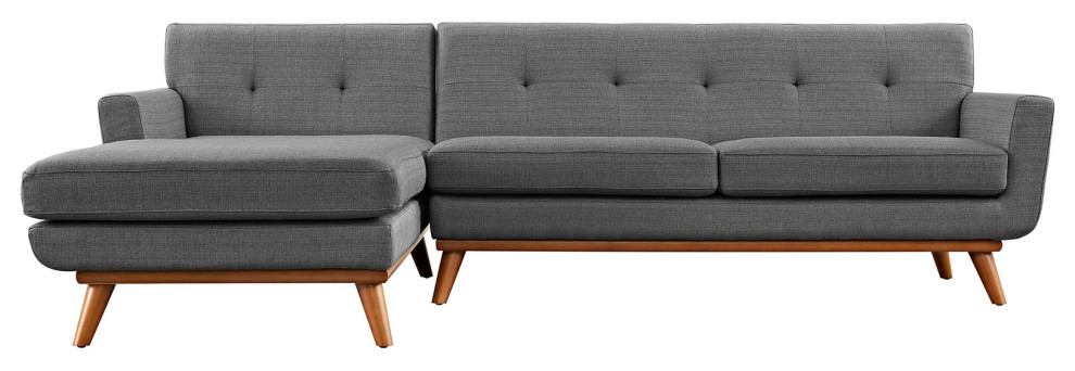 Gray Engage Left Facing Sectional Sofa   Midcentury   Sectional Sofas   by Homesquare  Houzz