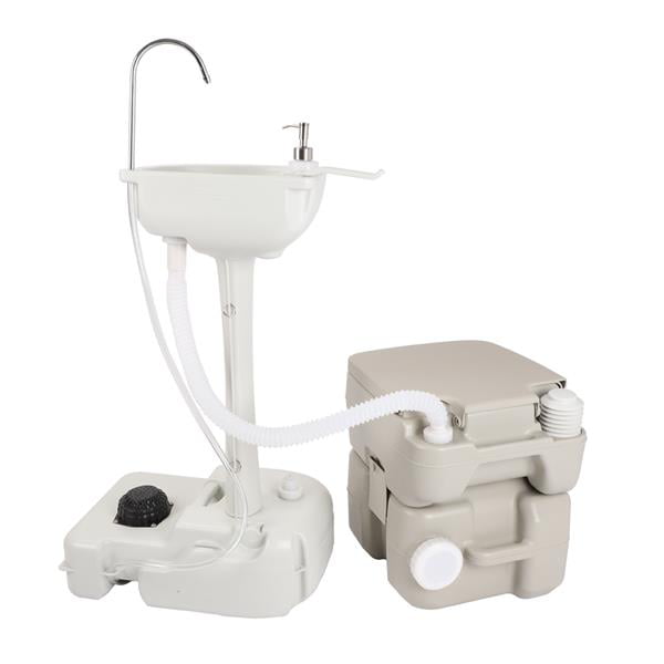 Miekor Portable Sink & Toilet Combo,5Gal Hand Washing Station & 5.3 Gal Flushing Toilet