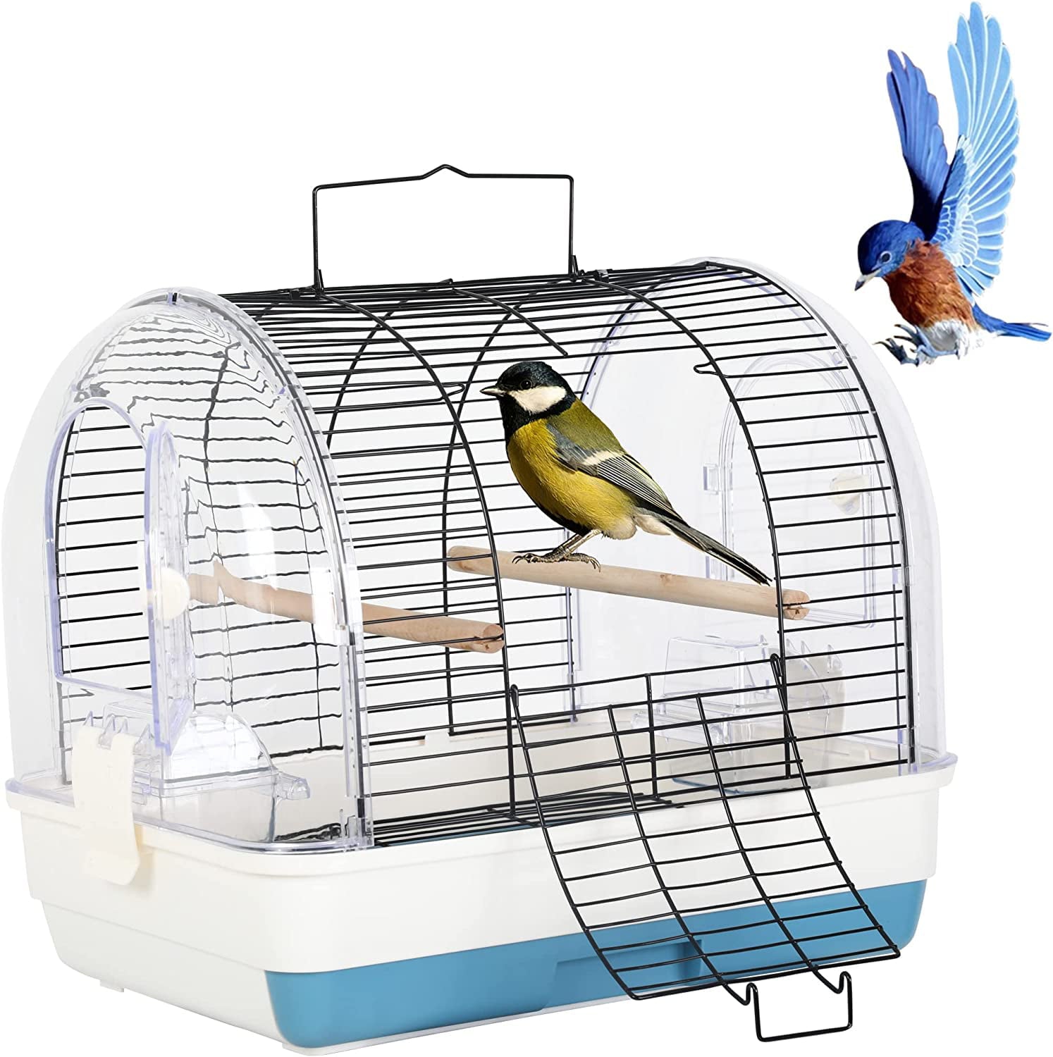 BestPet Bird Carrier Travel Cage with Perch Lightweight Bird Travel Bag Outdoor，Light Blue