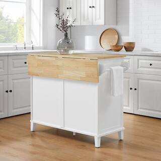 CROSLEY FURNITURE Cora White Kitchen Island with Drop Leaf CF3039NA-WH