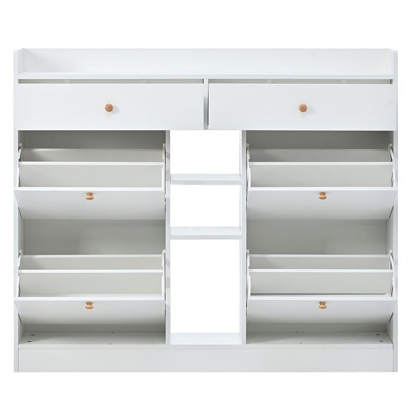 Free Standing Shoe Rack Shoe Cabinet with 4 Flip Drawers and 2 Drawers - - 37388024