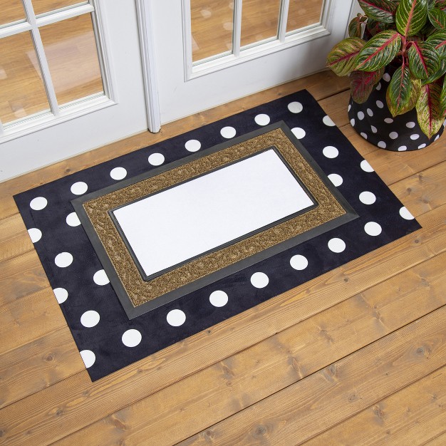 Evergreen Black amp White Dots Layering Mat 11 5 X 9 5 Inches Indoor And Outdoor Decor