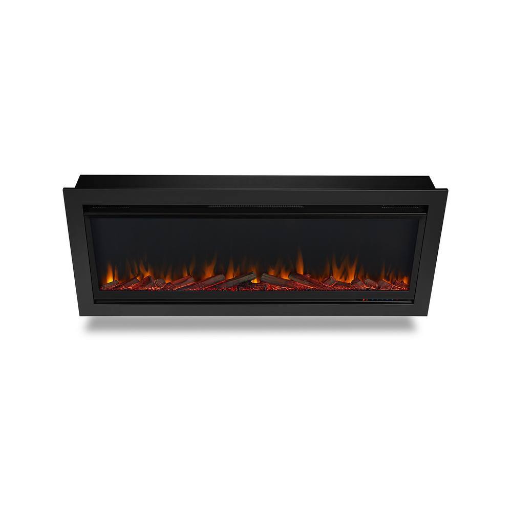 Real Flame 49 in. Wall-Mount Recessed Electric Fireplace Insert in Black 5555