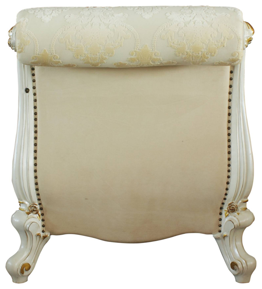 Picardy Chaise With Pillows  Antique Pearl and Fabric   Traditional   Indoor Chaise Lounge Chairs   by Acme Furniture  Houzz