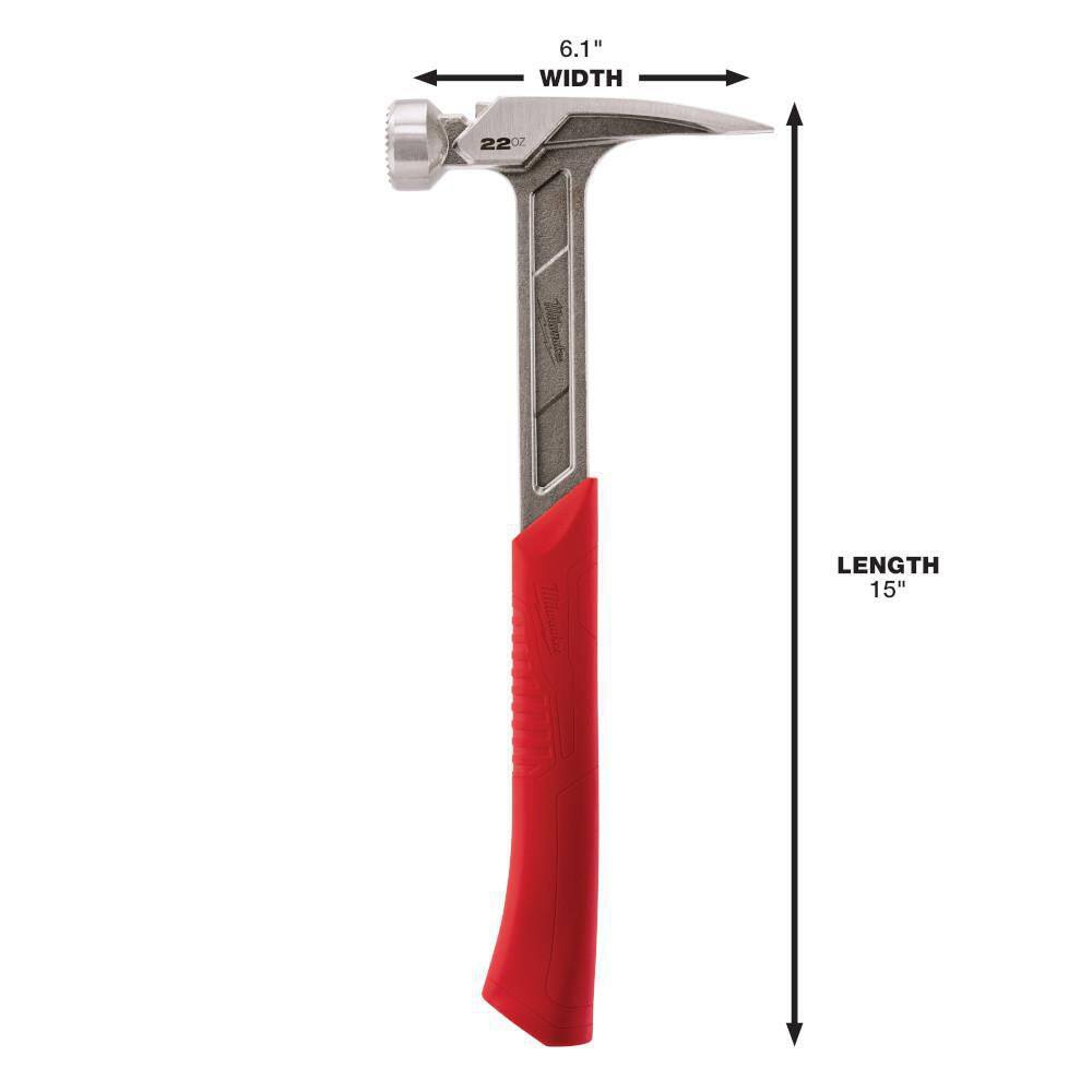 MW 22 oz. Milled Face Framing Hammer with 12 in. Pry Bar 48-22-9022-48-22-9034