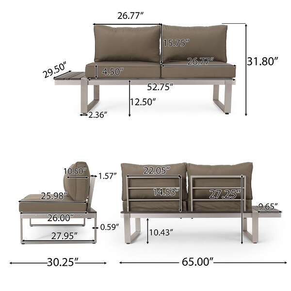 Sterling Aluminum 4piece Sofa Set with Cushions by Christopher Knight Home