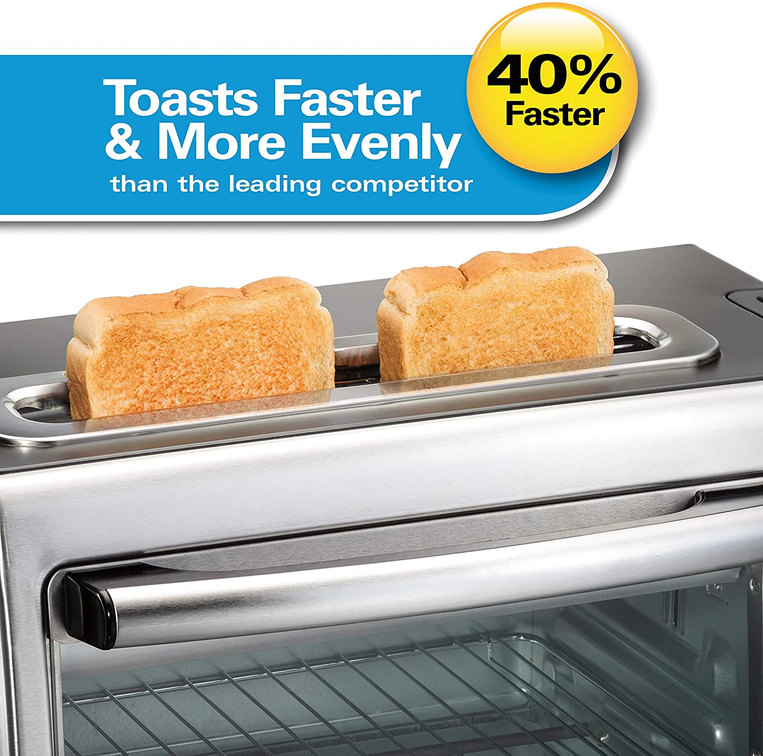 Hamilton Beach 2-in-1 Countertop Oven and Long Slot Toaster， Stainless Steel， 60 Minute Timer and Automatic Shut Off (31156)