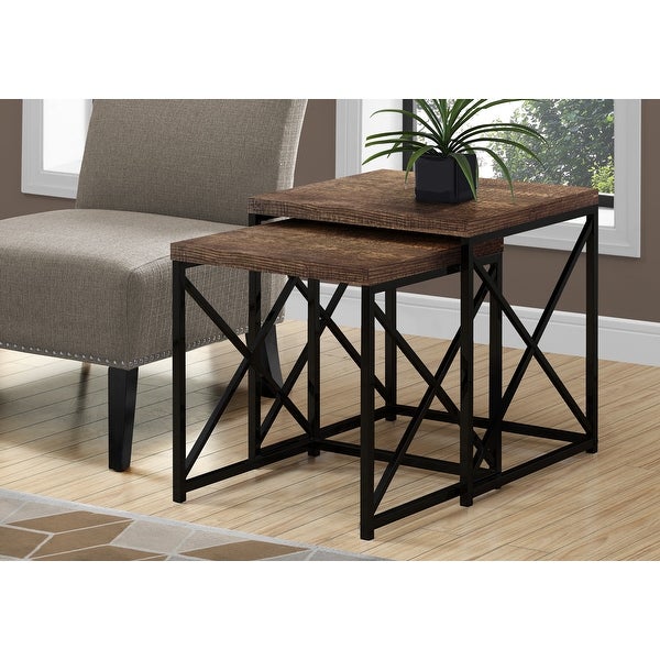 Set of 2 Black and Brown Contemporary Square Nesting Tables 21.25