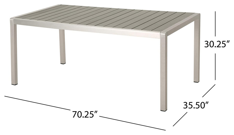 Contemporary Outdoor Dining Table  Aluminum Frame  ampSlatted Faux Wood Top   Contemporary   Outdoor Dining Tables   by Decor Love  Houzz