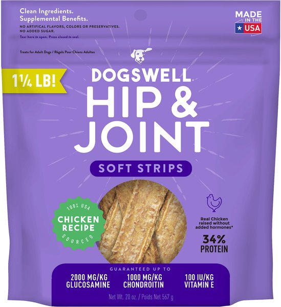 Dogswell Soft Strips Hip and Joint Chicken Recipe Grain-Free Dog Treats