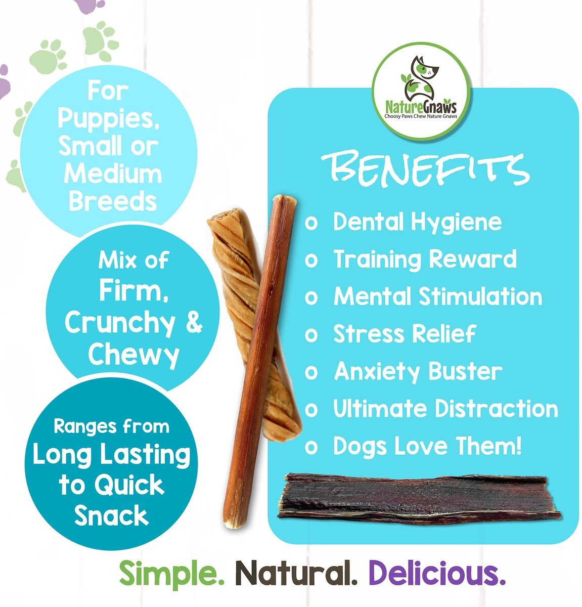 Nature Gnaws Premium Dog Chews Variety Pack， 18 count