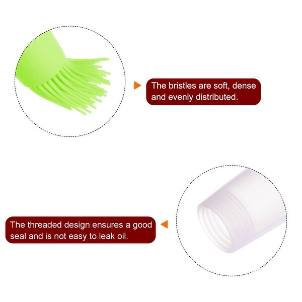 2pcs Silicone Oil Bottle Brush Tip Tail with Cap for BBQ Cooking Baking， Green