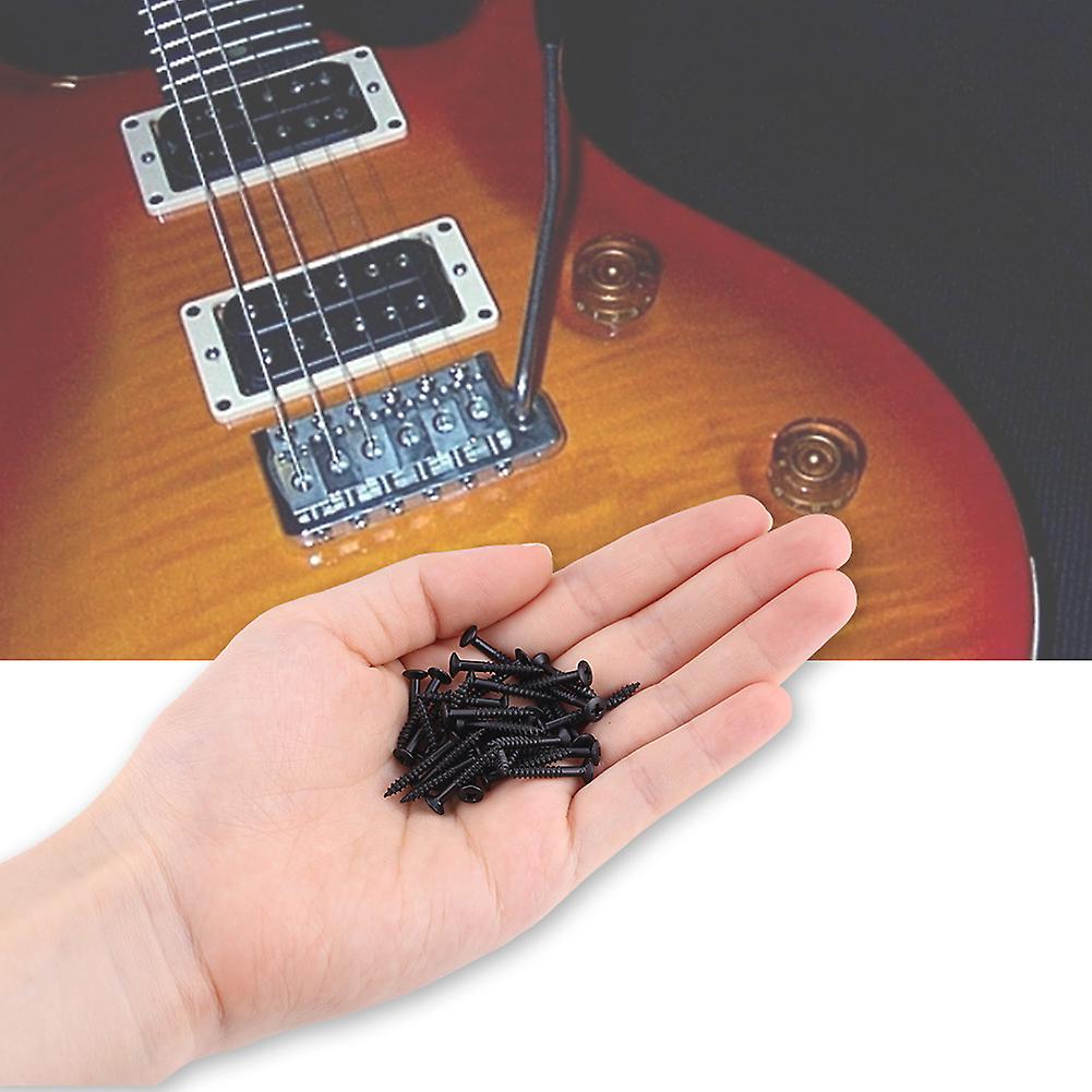 40 Pcs Guitar Humbucker Pickup Screws Set Kit Ring Surround Mounting Screws (Black)