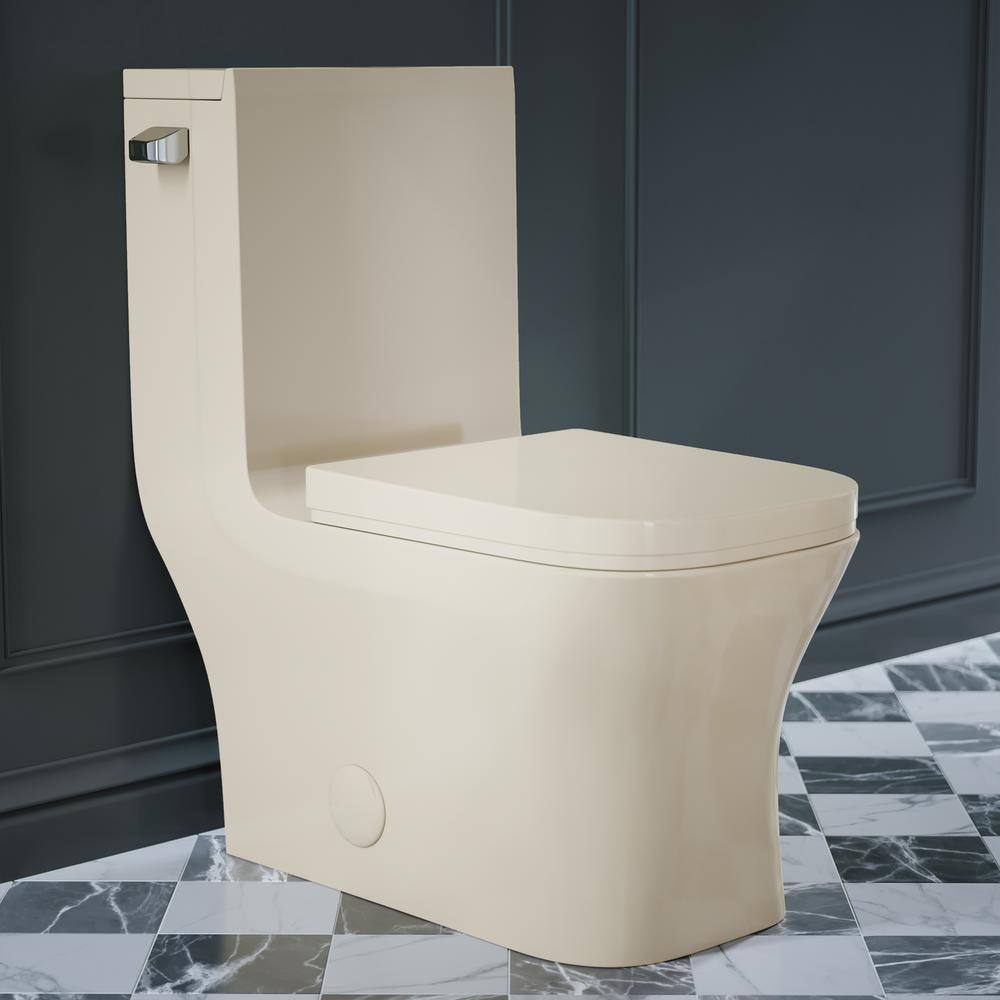 Swiss Madison Concorde 1-Piece 1.28 GPF Single Flush Square Toilet in Bisque Seat Included SM-1T107BQ