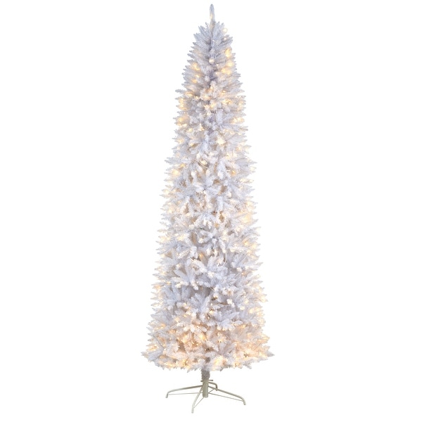 9' Slim White Christmas Tree with 600 Lights