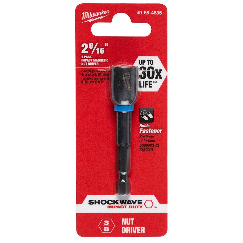 MW SHOCKWAVE Impact Duty 38 in. x 2-916 in. Alloy Steel Magnetic Nut Driver (1-Pack) 49-66-4535